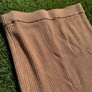 Gold Shimmer Pencil Skirt with Slit